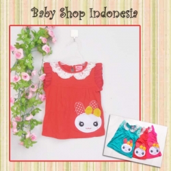 large PK130 Sleeveless Blouse Lace Left Bunny 59 Merah copy